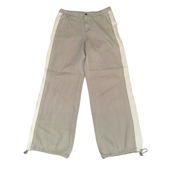 Le Lis Julia Gray Contrast Wide Leg Pants Jogger Style Sz Small - Picture 8 of 12